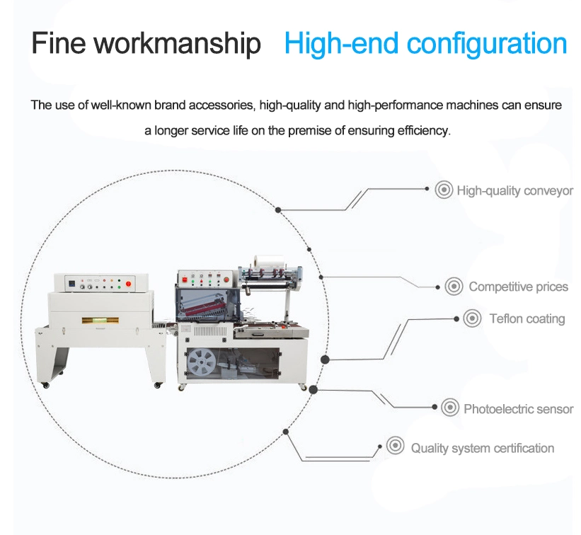 Automatic POF Film Shrink Sealing and Heat Tunnel Wrapping Machine with High Speed